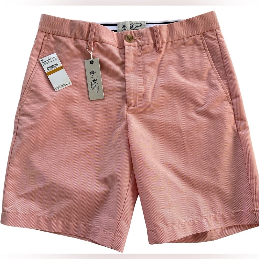 NWT Original Penguin Bermuda‎ Shorts Hombre Russet Orange Slim Fit 29